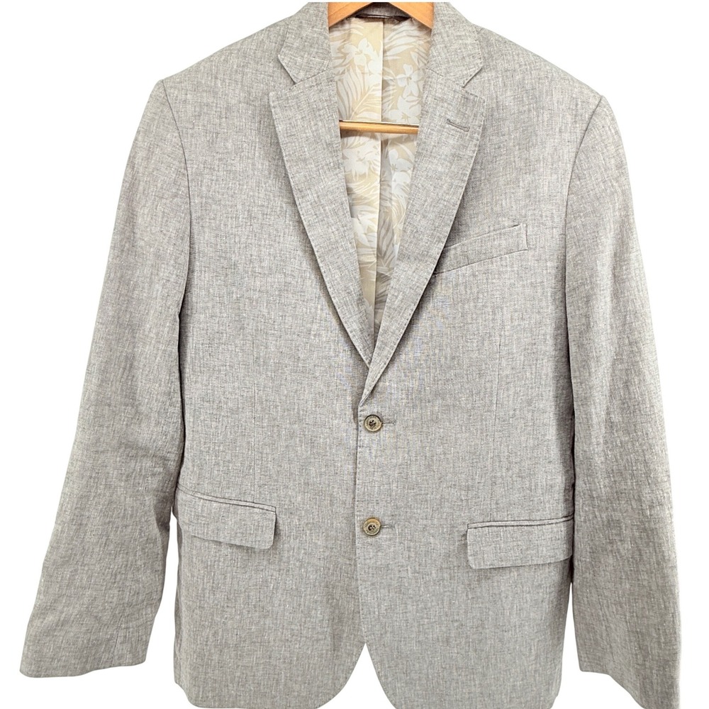Tasso Elba Island‎ Mens Grey Linen Cotton Blazer Sport Coat 42-44 L